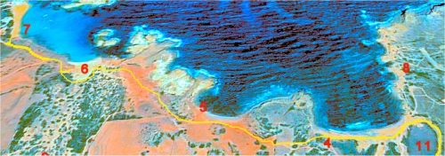 Mapas de Menorca. area de Cala  Cavalleria, ruta de acceso asta el aparcamiento y sendero asta la Playa de Binimel la, Cala Pregonda noerte de Ciudadela Menorca 